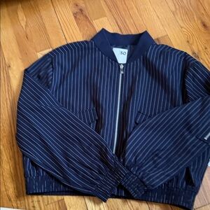 Navy / white women's Striped Bomber Jacket